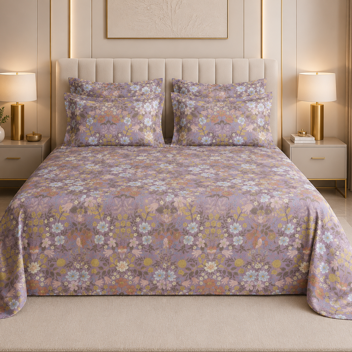 Orchid Mist Glace Cotton 300TC Bedsheet