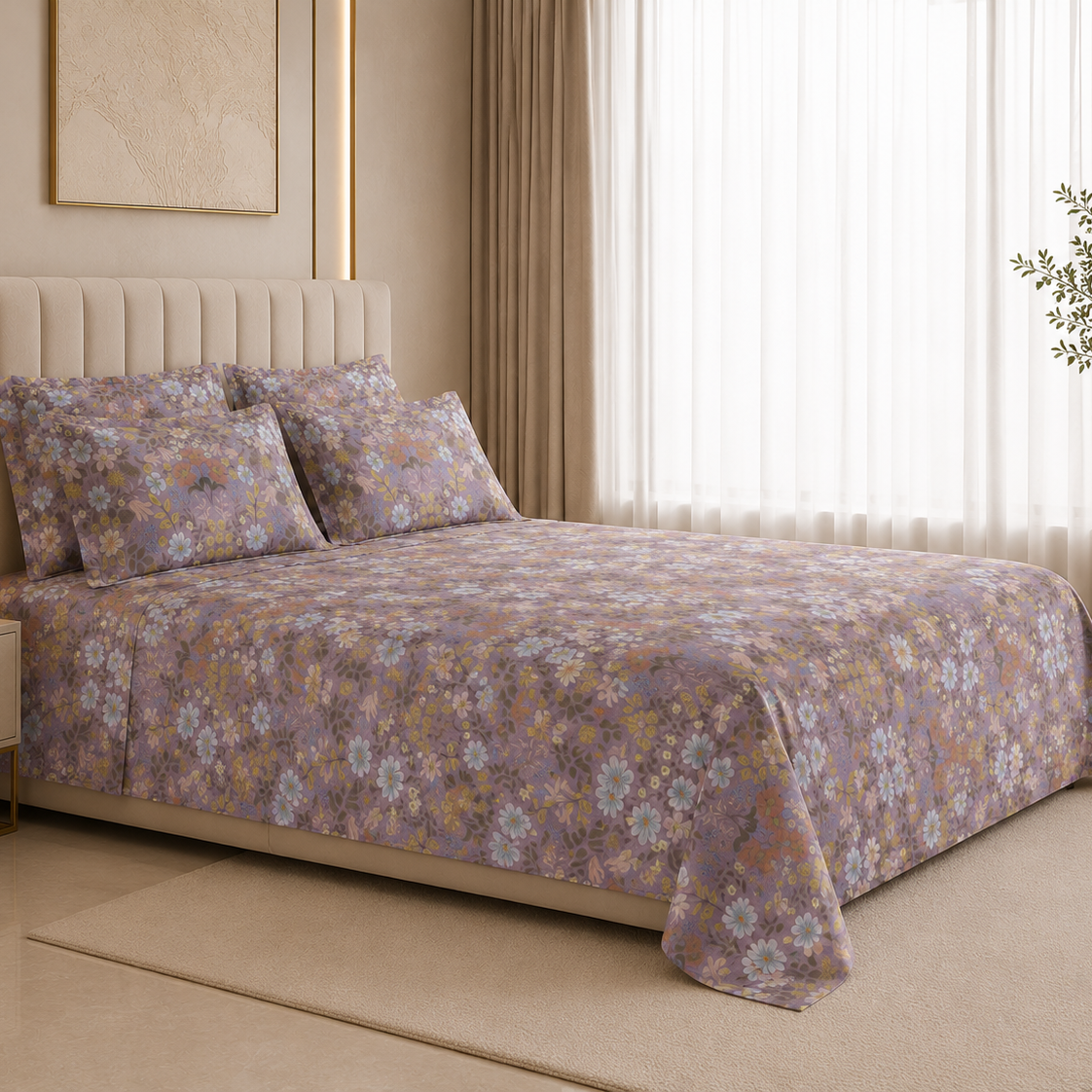 Orchid Mist Glace Cotton 300TC Bedsheet