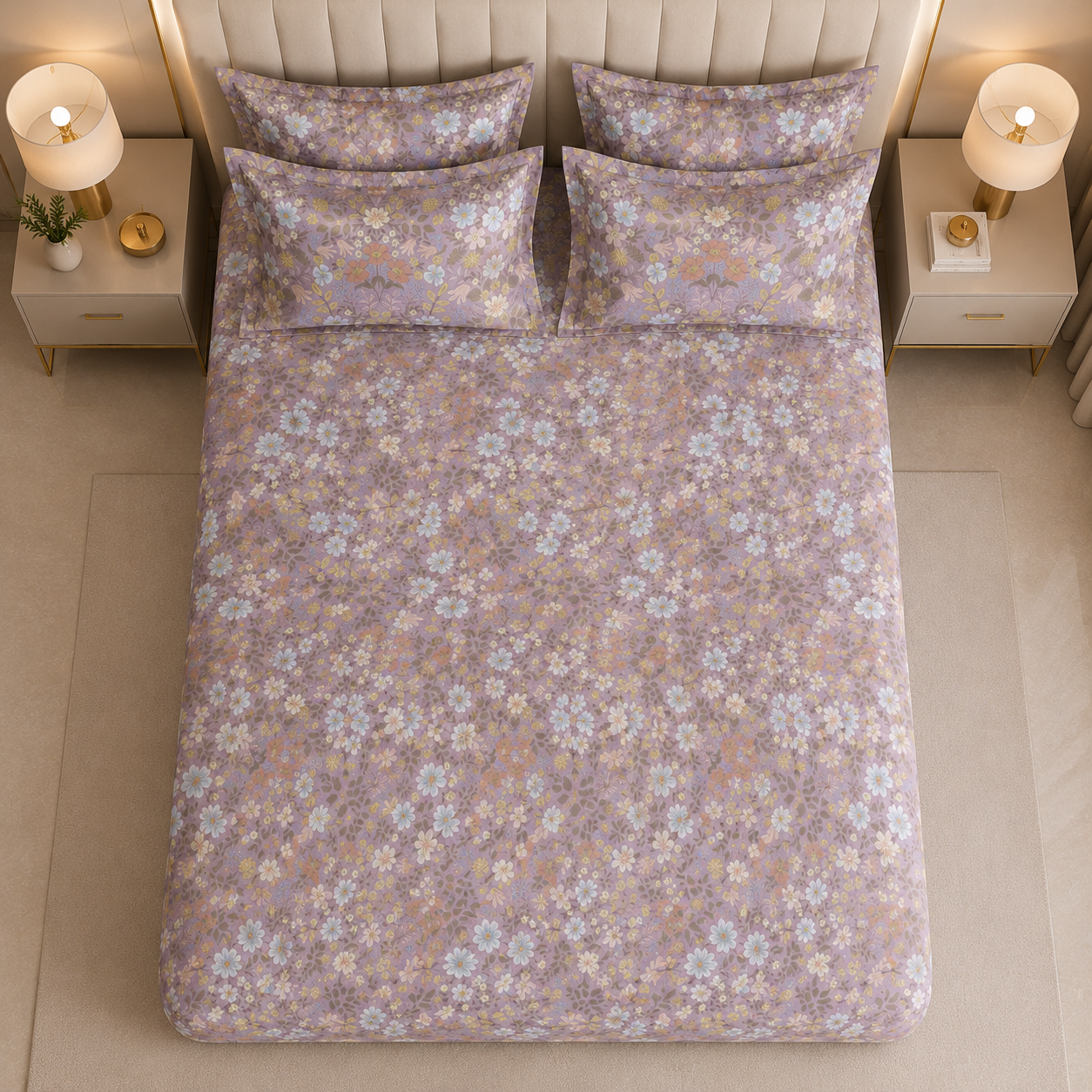 Orchid Mist Glace Cotton 300TC Bedsheet