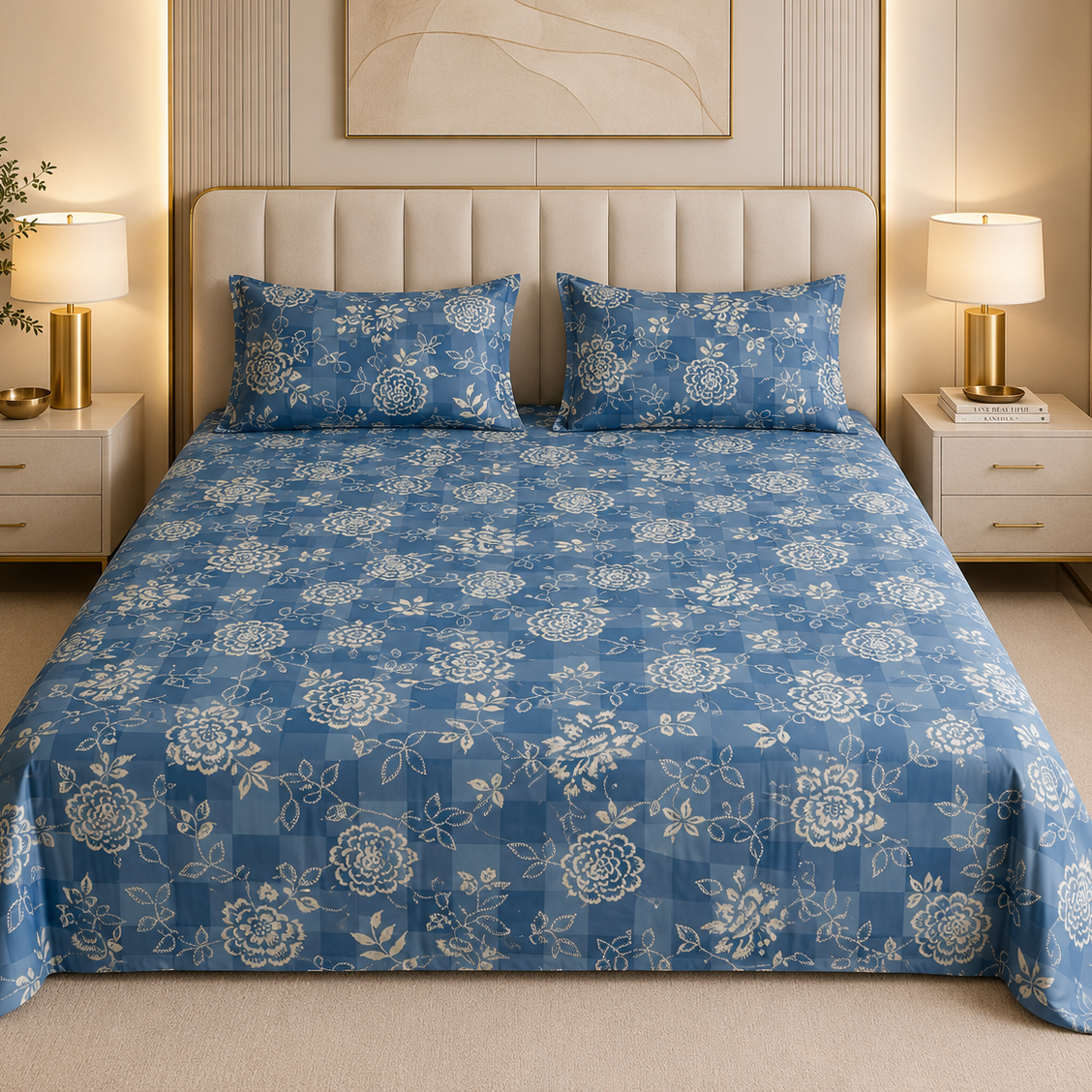 Floral Tide Glace Cotton 300TC Bedsheet