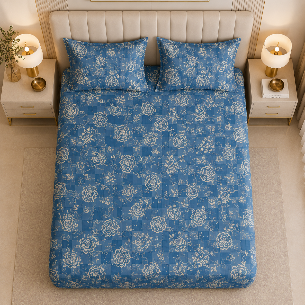 Floral Tide Glace Cotton 300TC Bedsheet