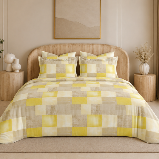 Lemon Square Glace Cotton 300TC Bedsheet