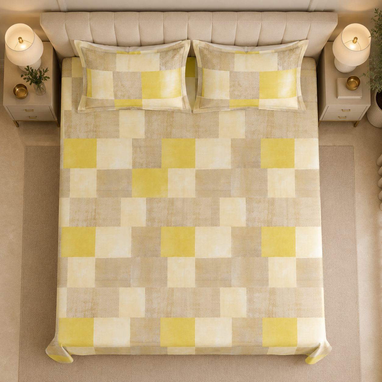 Sunlit Square Glace Cotton 300TC Bedsheet
