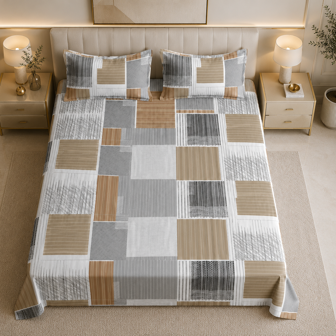 Greywood Mosaic Glace Cotton 300TC Bedsheet