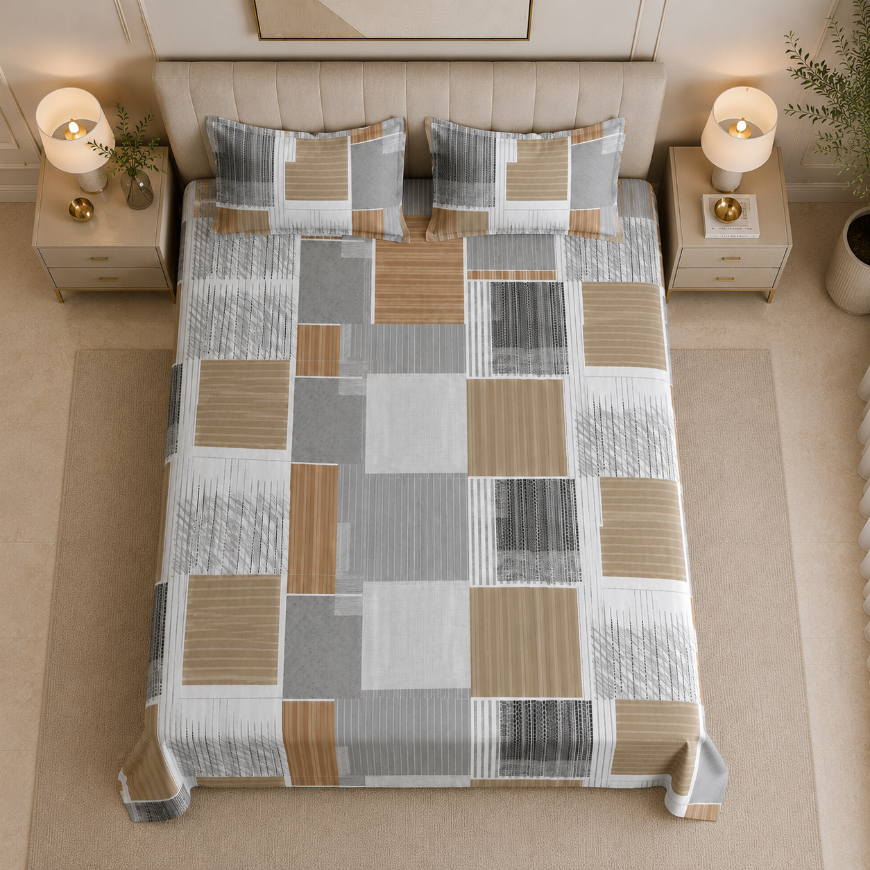 Greywood Mosaic Glace Cotton 300TC Bedsheet