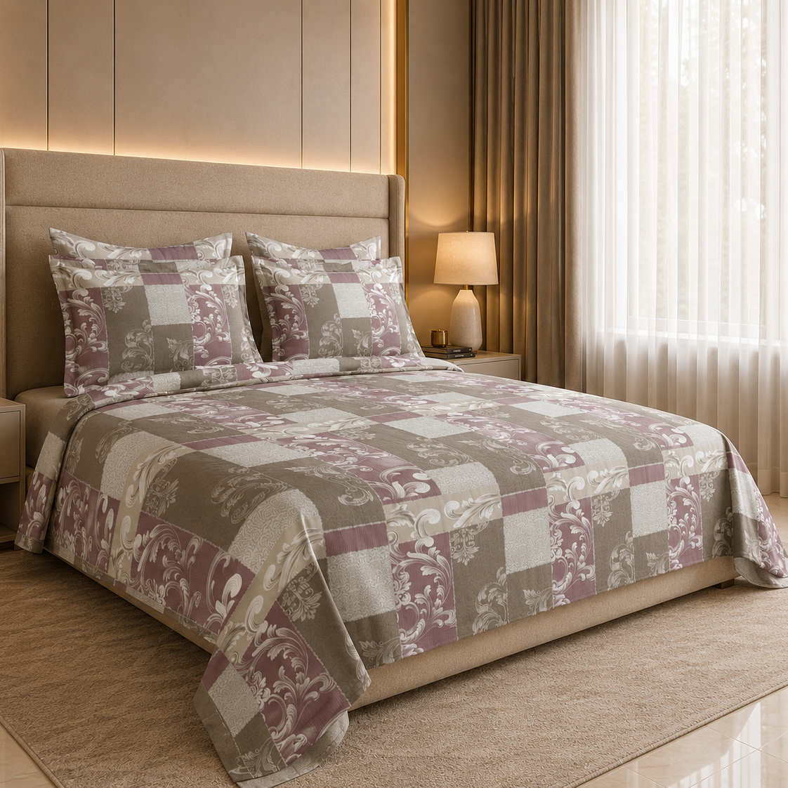 Mauve Manor Glace Cotton 300TC Bedsheet