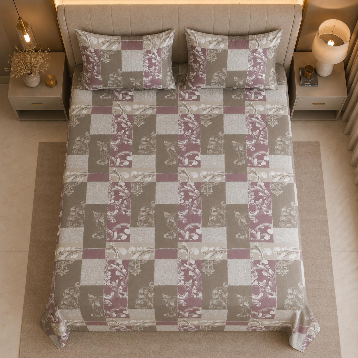 Mauve Manor Glace Cotton 300TC Bedsheet