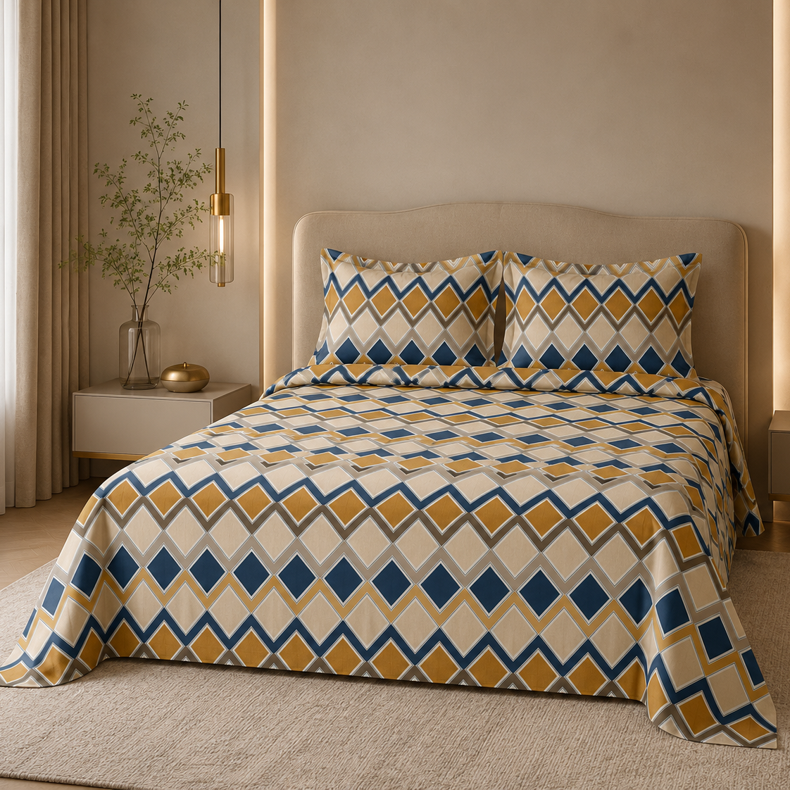 Gold Diamond Glace Cotton 300TC Bedsheet