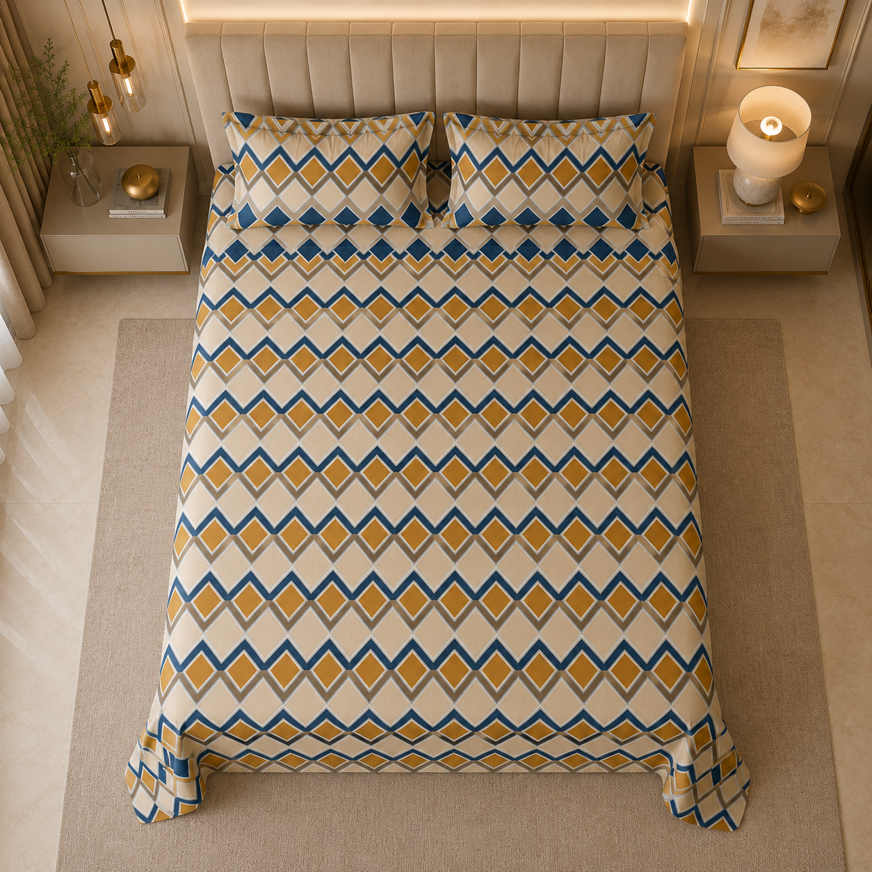 Gold Diamond Glace Cotton 300TC Bedsheet