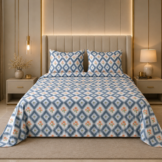 Misty Blossom Glace Cotton 450TC Bedsheet