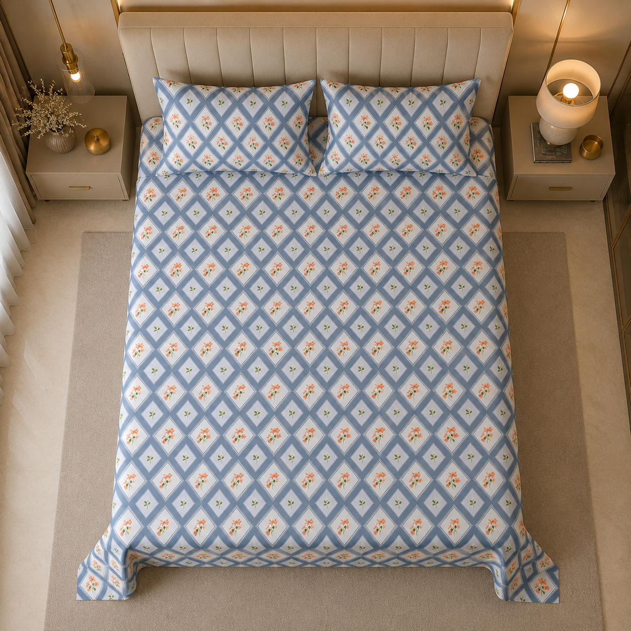Misty Blossom Glace Cotton 450TC Bedsheet