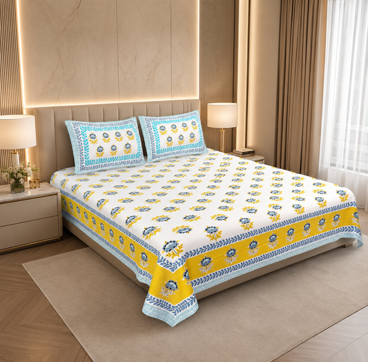 Sunshine Meadow 100% Pure Cotton Bedsheet
