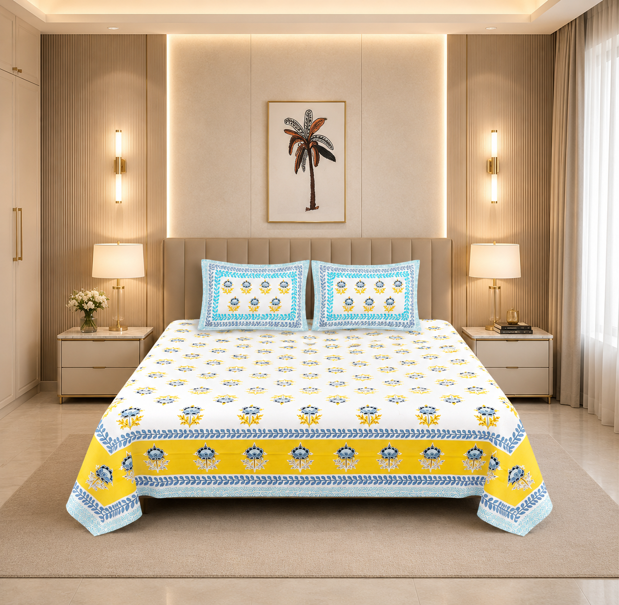 Sunshine Meadow 100% Pure Cotton Bedsheet