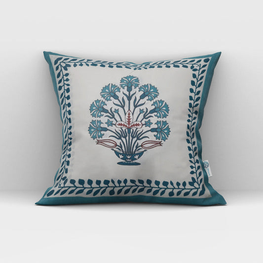 Blue Floral Elegance 100% Premium Cotton Cushion Covers