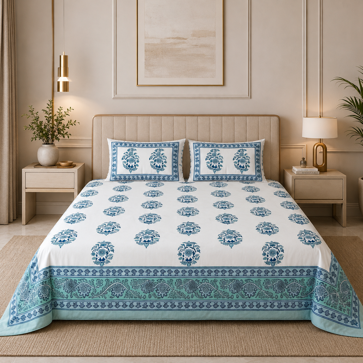 Sky Petals 400TC 100% Pure Cotton Bedsheet- Super King (Copy)