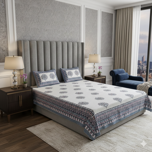 500TC Tree Print 100% Pure Cotton Bedsheet