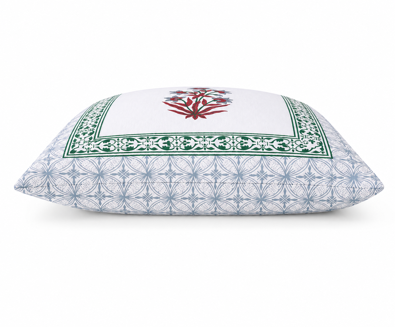Ruby Bloom Handblock Cotton Cushion Cover (Set of 2)