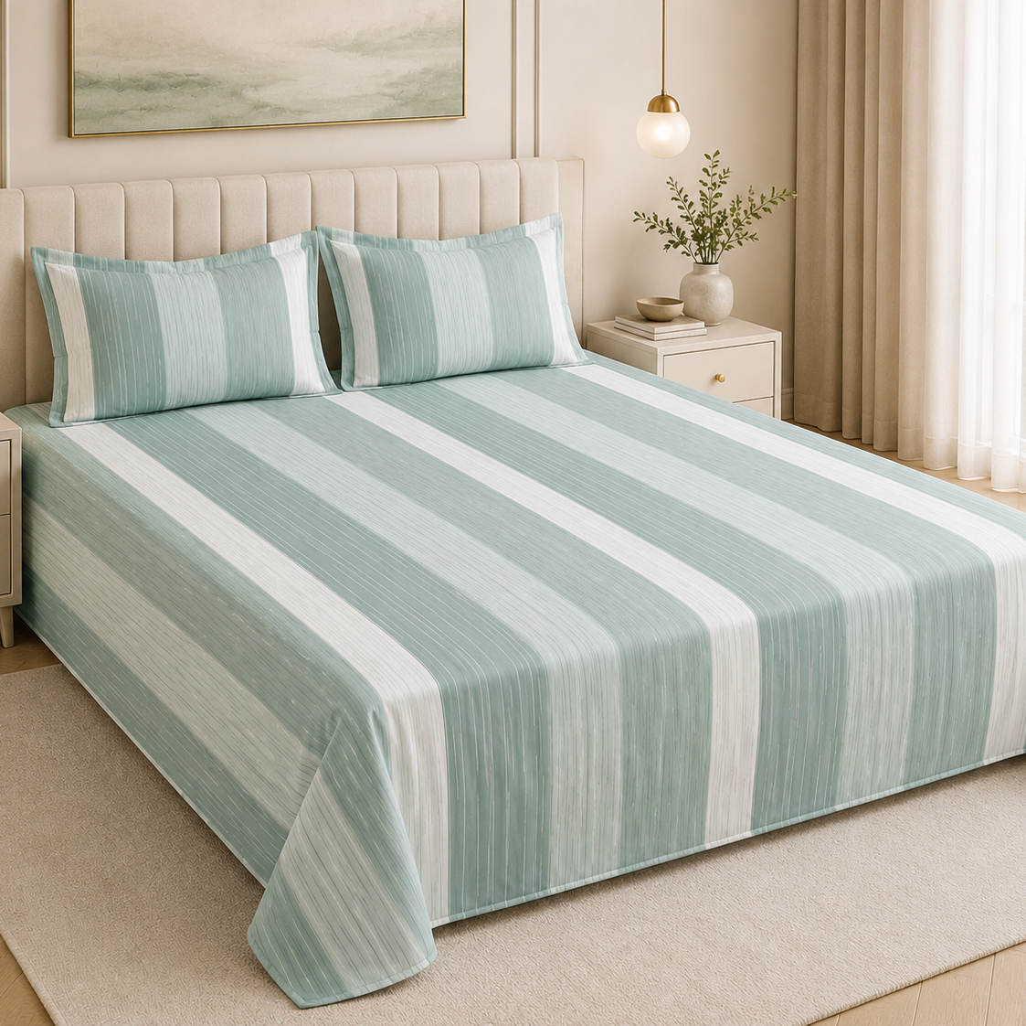 Mint Breeze Glace Cotton 450TC Bedsheet