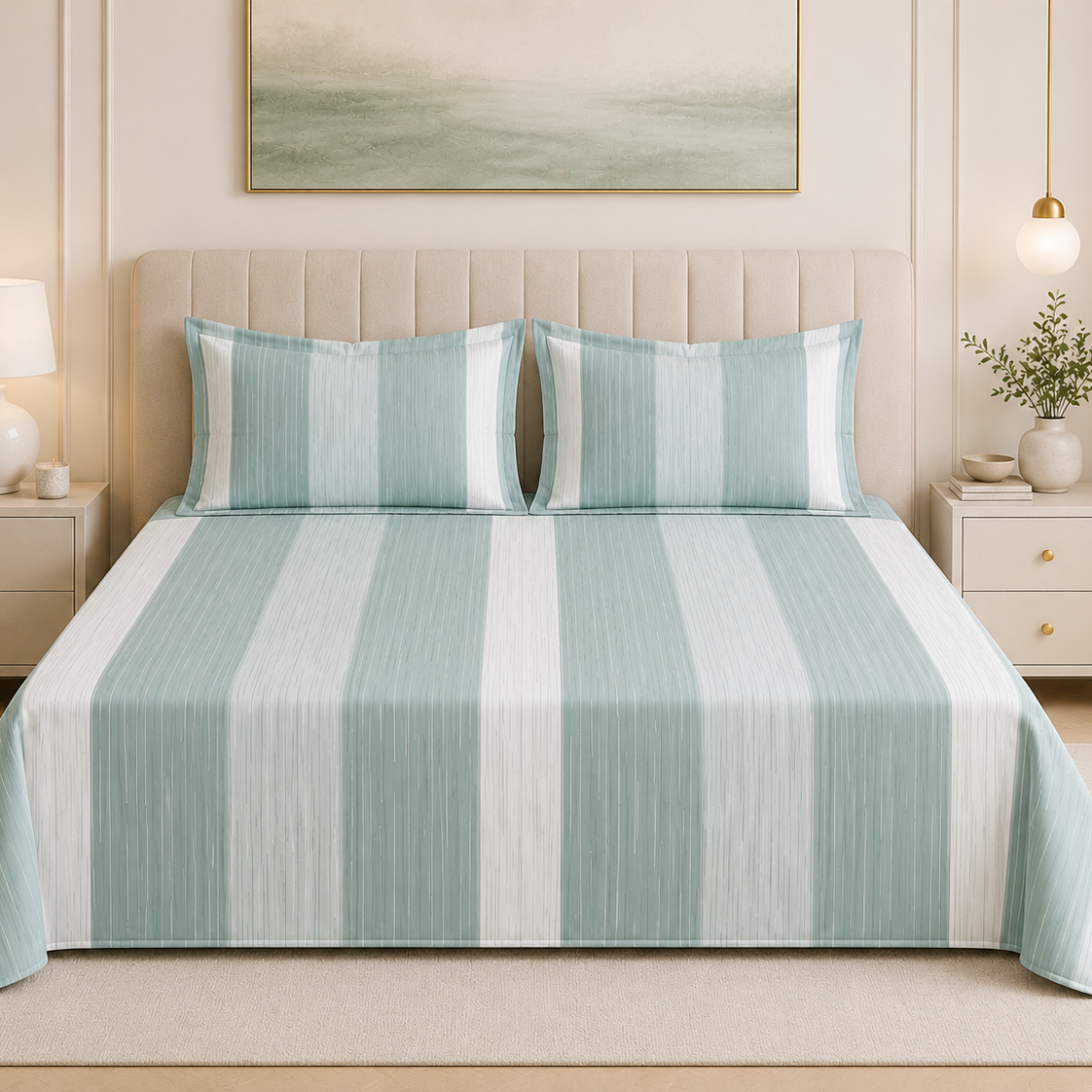 Mint Breeze Glace Cotton 450TC Bedsheet