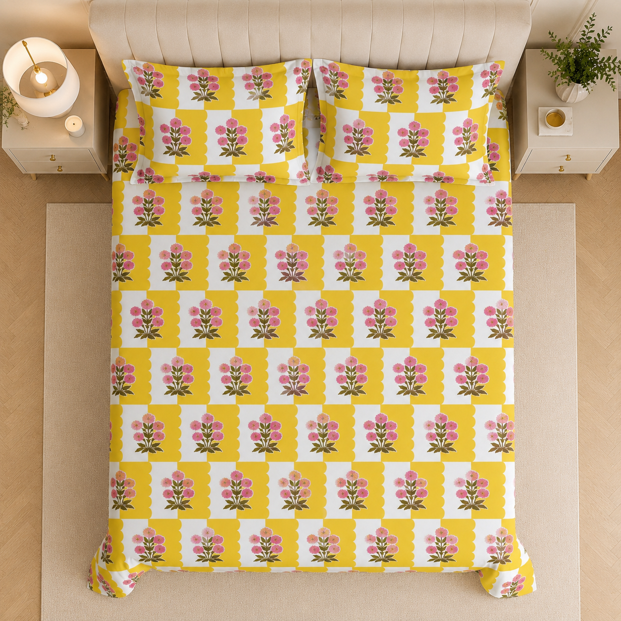 Sunshine Bloom Glace Cotton 450TC Bedsheet