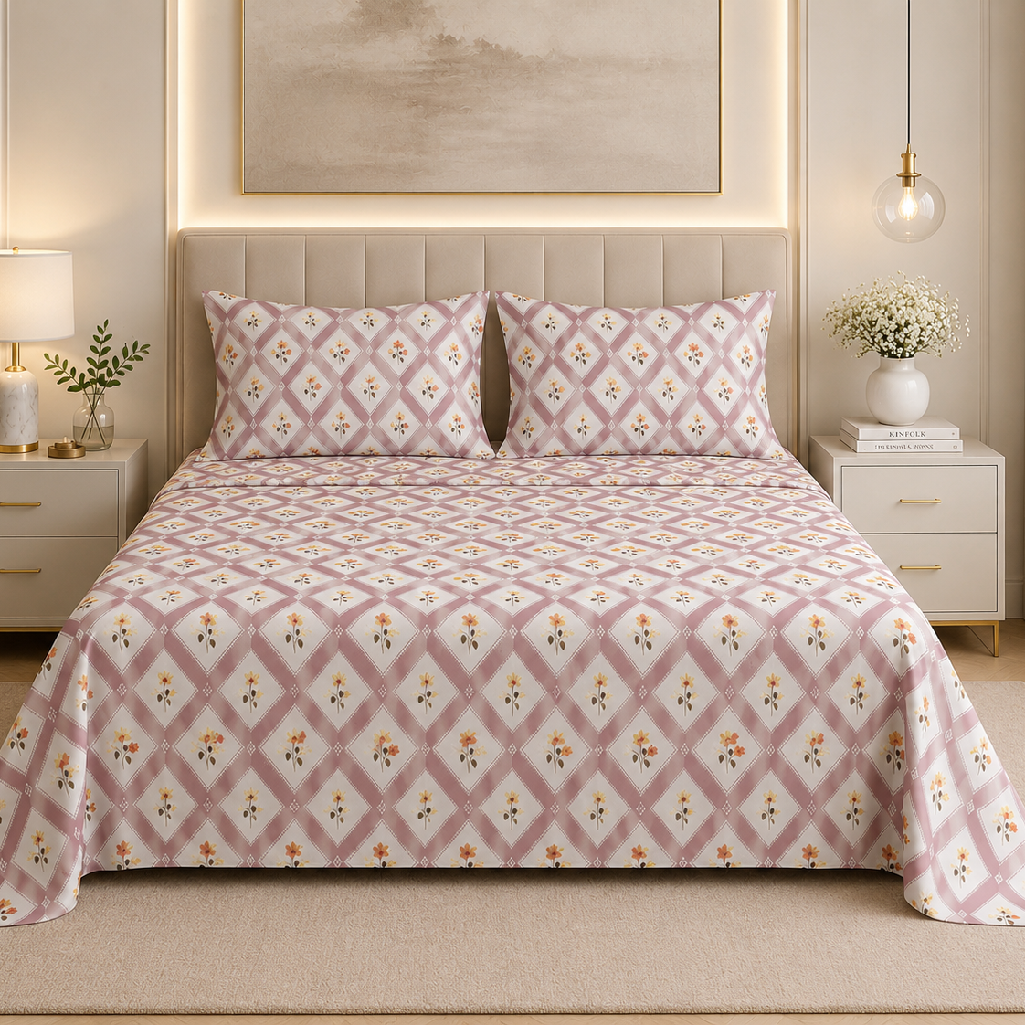 Blush Garden Glace Cotton 450TC Bedsheet