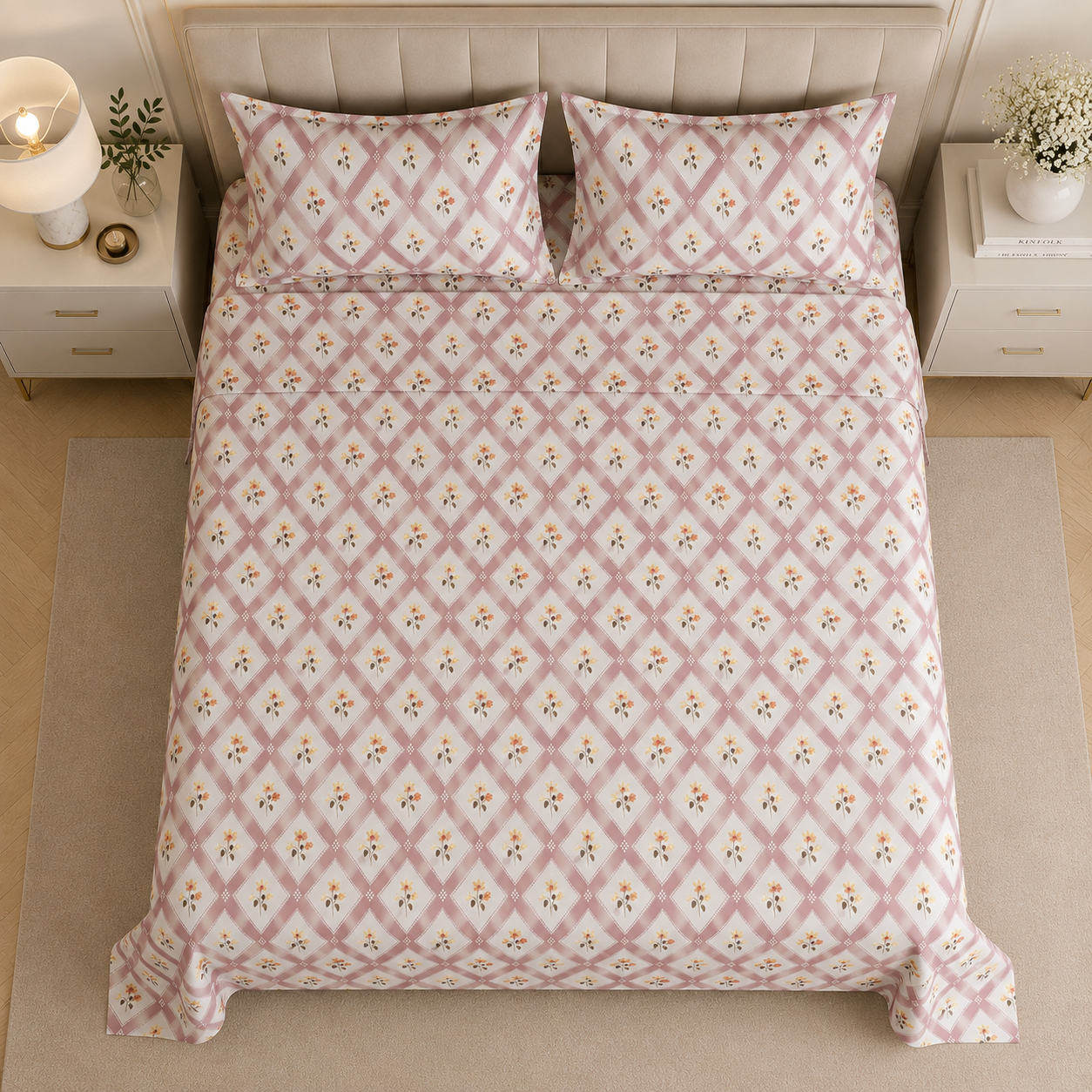 Blush Garden Glace Cotton 450TC Bedsheet