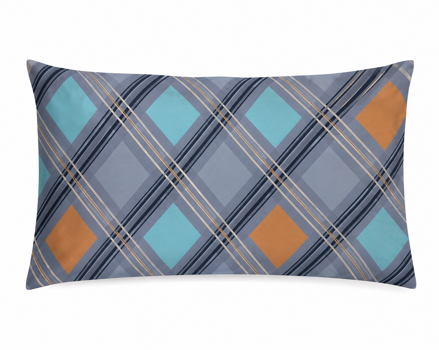 Azure Plaid Diamond Glace Cotton 450TC Bedsheet