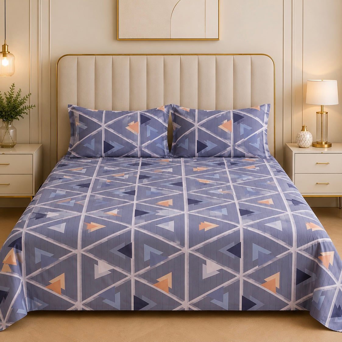 Urban Geometry Glace Cotton 450TC Bedsheet