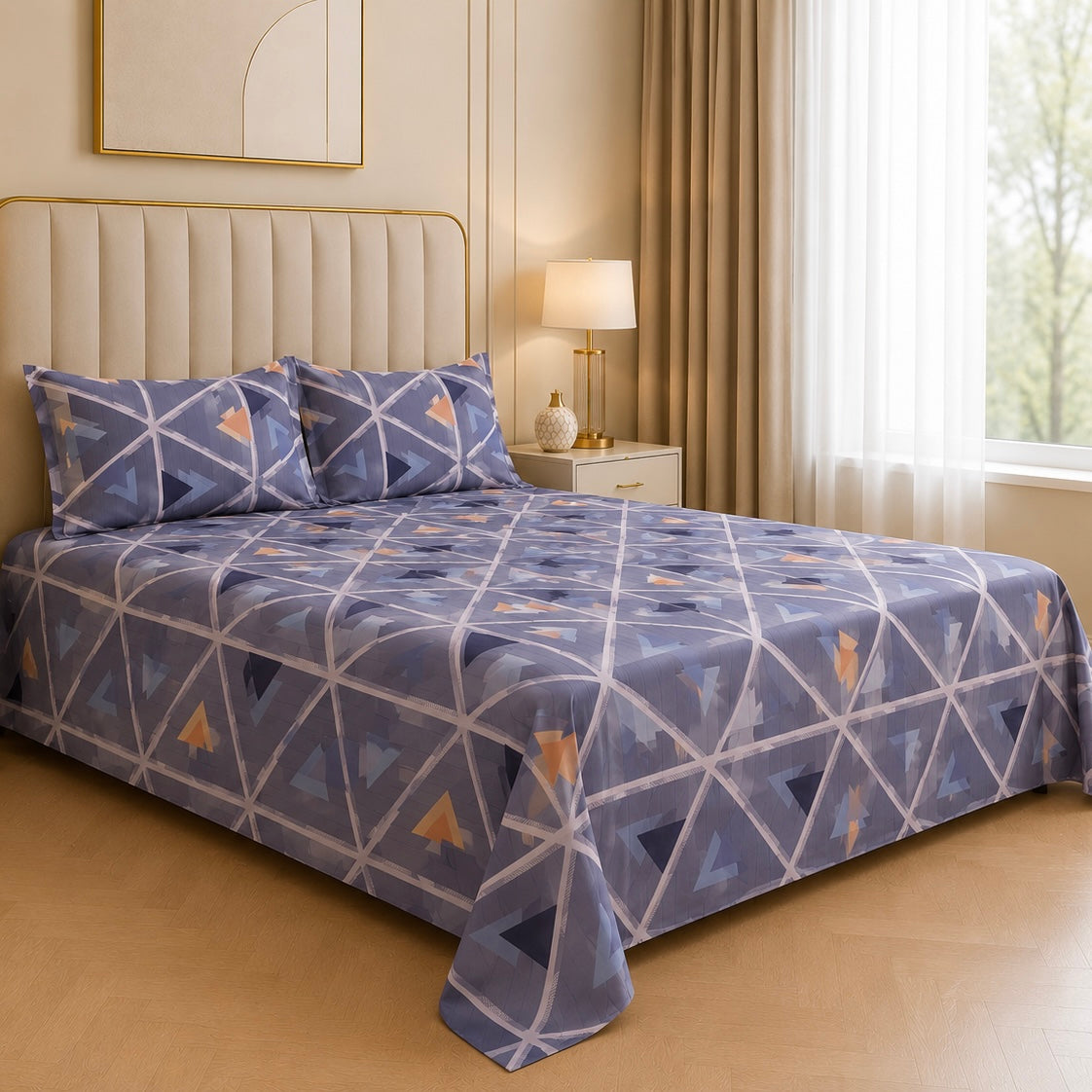 Urban Geometry Glace Cotton 450TC Bedsheet