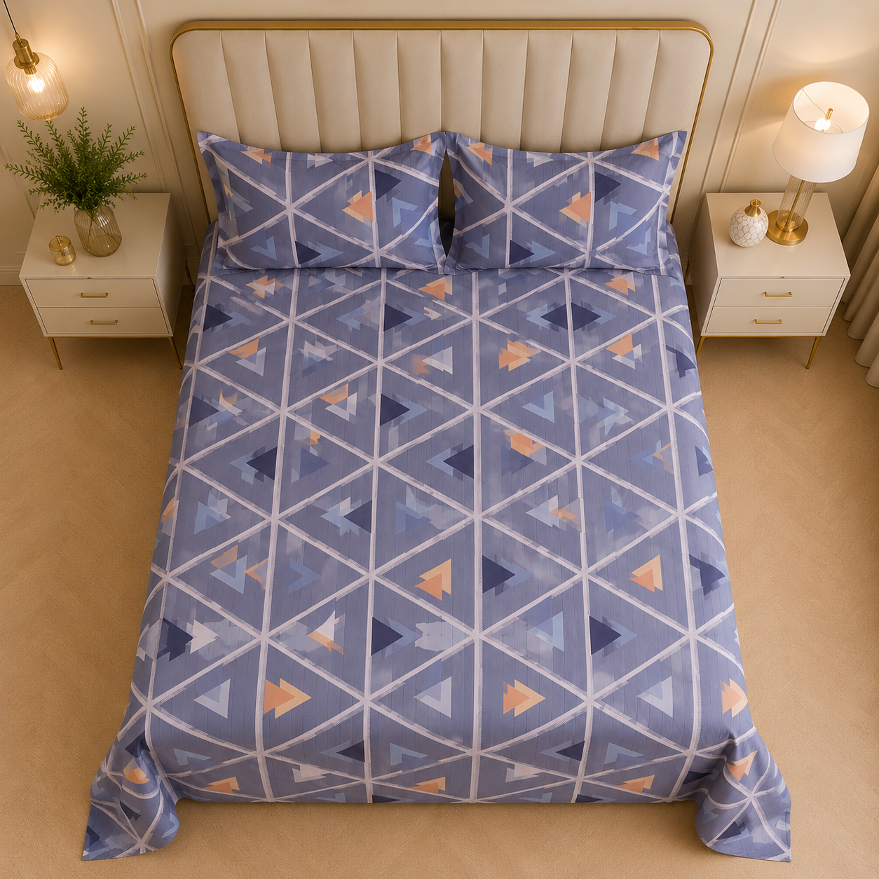 Urban Geometry Glace Cotton 450TC Bedsheet