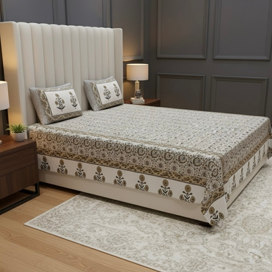 Royal Marigold Bloom 100% Pure Cotton 300TC Bedsheet