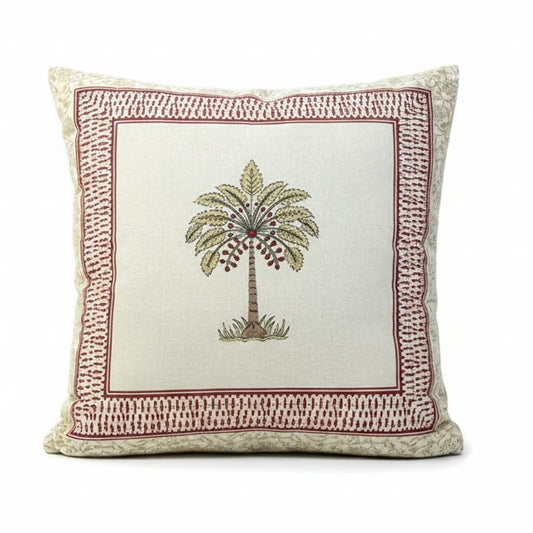 Palm Oasis Handblock Cotton Cushion Cover (Set of 2)