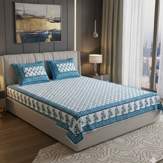 Blue Meadow Classic 300TC Pure Cotton Bedsheet