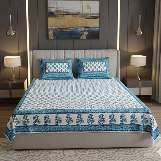 Blue Meadow Classic 300TC Pure Cotton Bedsheet