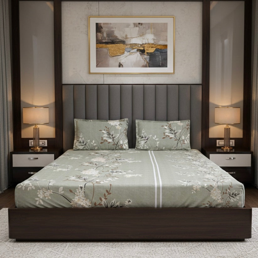 Willow Fern Elegance 400TC Glace Cotton Bedsheet