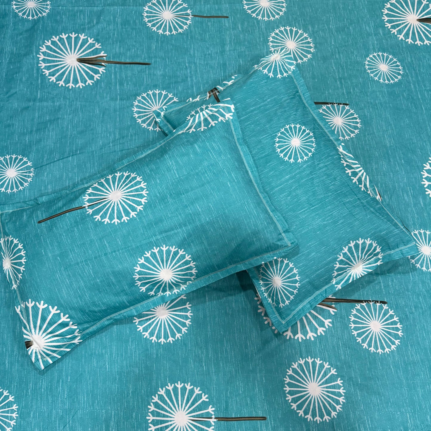 Aqua Wish Floral 300TC Glace Cotton Bedsheet