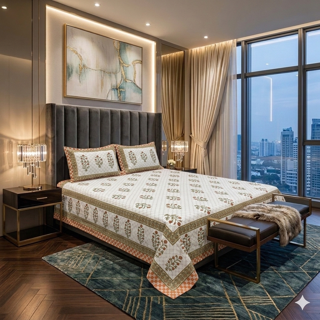 Sienna Vine Heritage 100% Pure Cotton Bedsheet