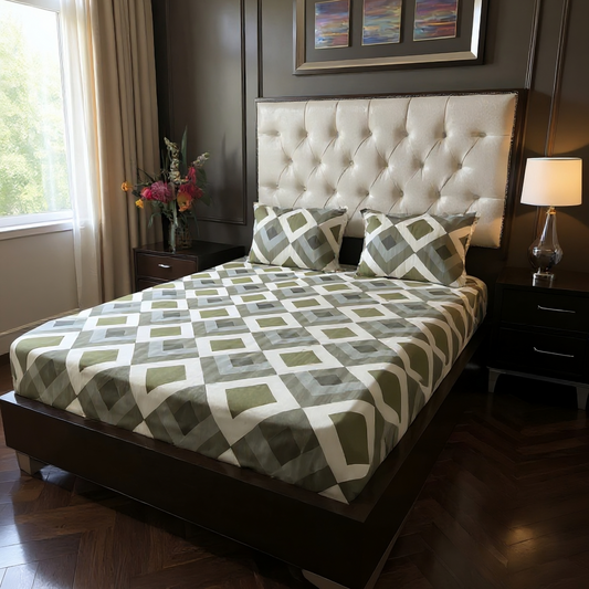 Modern Geometric 400TC 100% Pure Glace Cotton Bedsheet