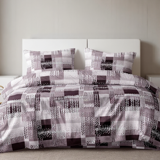 Mauve Mist Mosaic 500 TC 100% Pure Glace Cotton Bedsheet