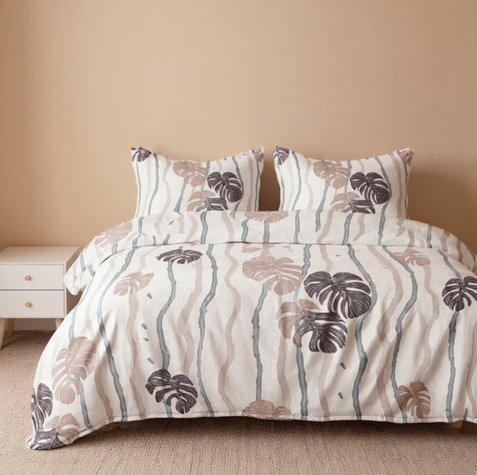 Tropical Monstera Leaf 100% Pure Glace Cotton 450TC Bedsheet