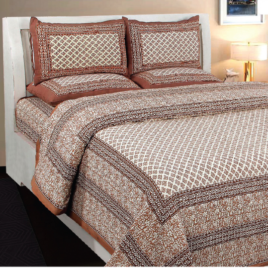 450 TC Rustic Heritage Block Print 100% Pure Cotton Bedsheet