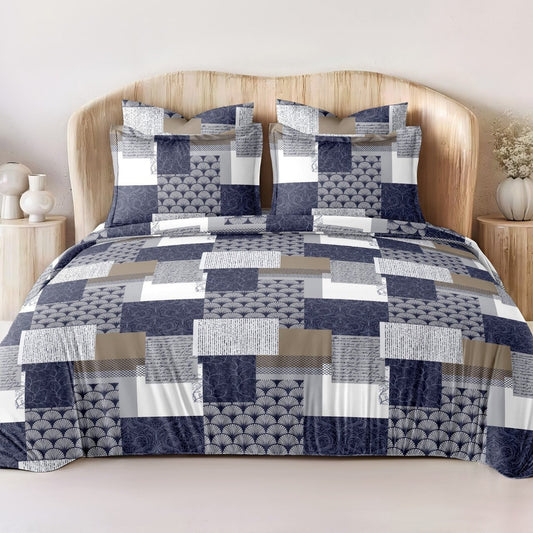 Blue Mosaic Glace Cotton 450TC Bedsheet