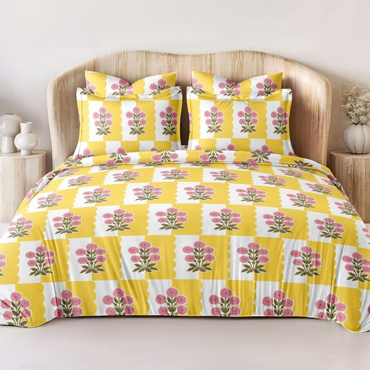 Sunshine Bloom Glace Cotton 450TC Bedsheet