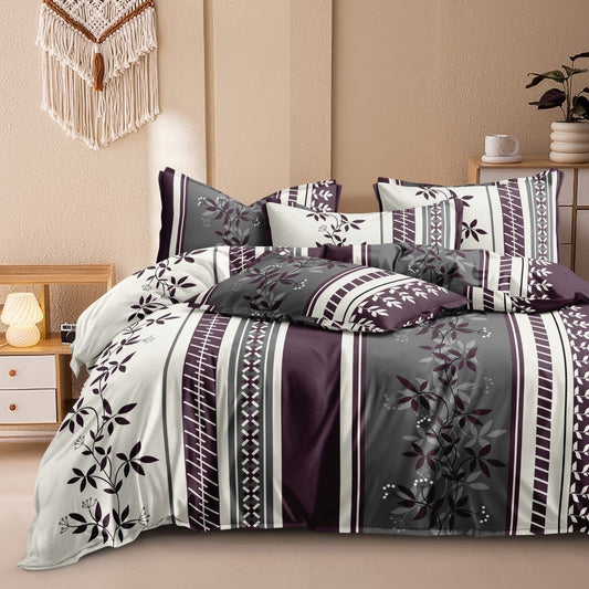 Midnight Leaf Stripes Glace Cotton 400TC Bedsheet