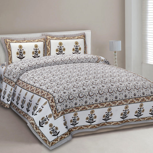 Royal Marigold Bloom 100% Pure Cotton 300TC Bedsheet