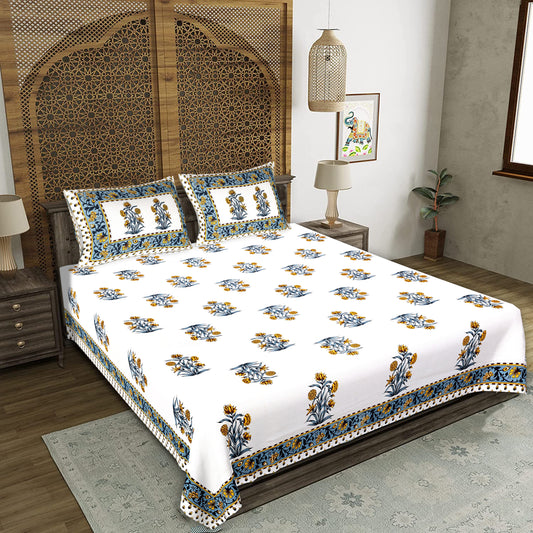 Sunlit Flora 300TC 100% Pure Cotton Bedsheet