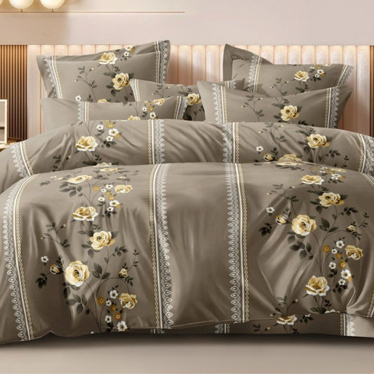 Stone Bloom 400TC Glace Cotton Floral Bedsheet