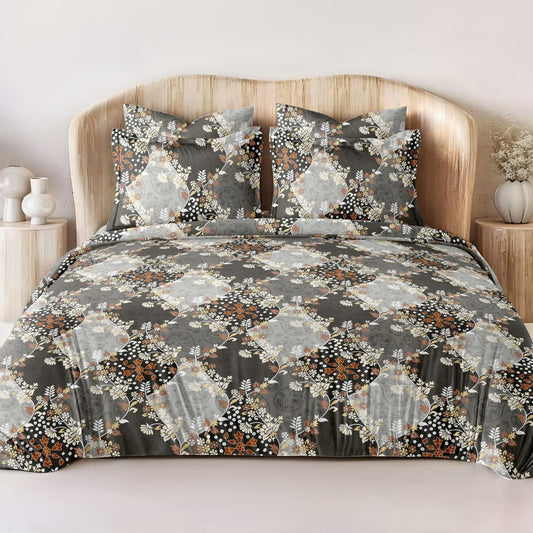 Noir Floral Mosaic Glace Cotton 300TC Bedsheet