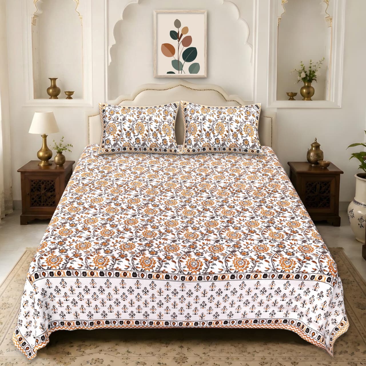 Honey Blossom 400TC 100% Pure Cotton Bedsheet