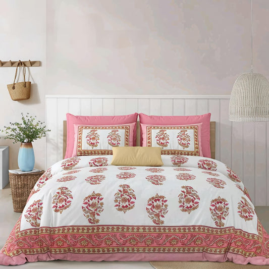 Roselle Bloom 400TC 100% Pure Cotton Bedsheet- Super King